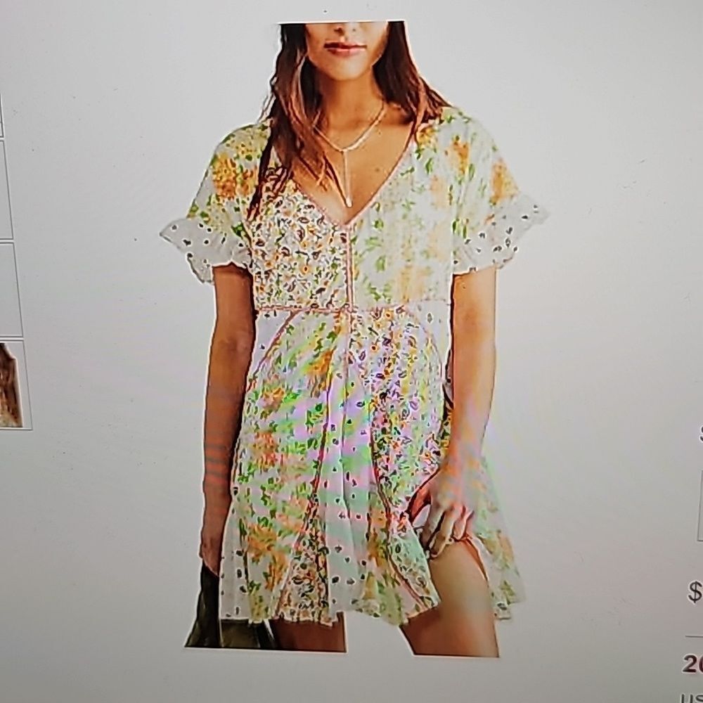 Wildflower Patchwork Cotton Mini Dress In Ivory Combo M